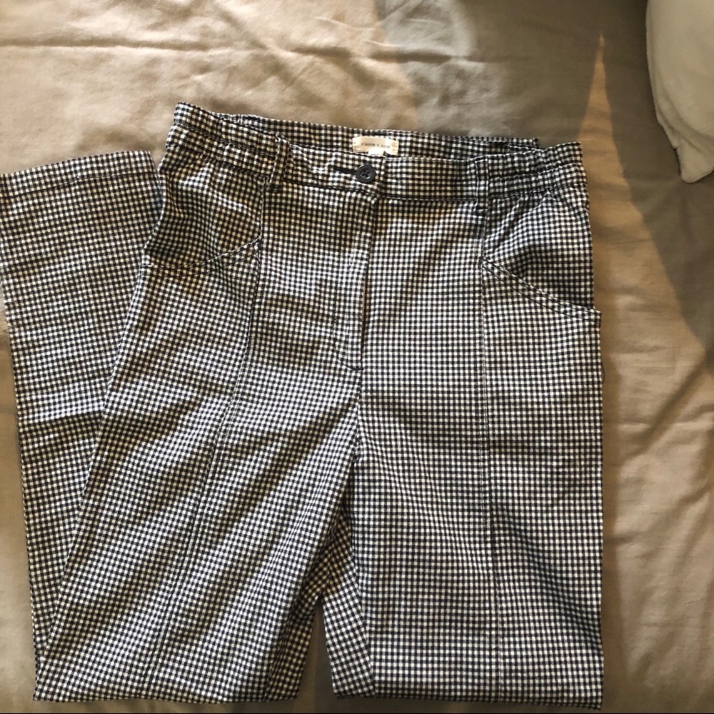 Silence + Noise Gingham Black and White Pants